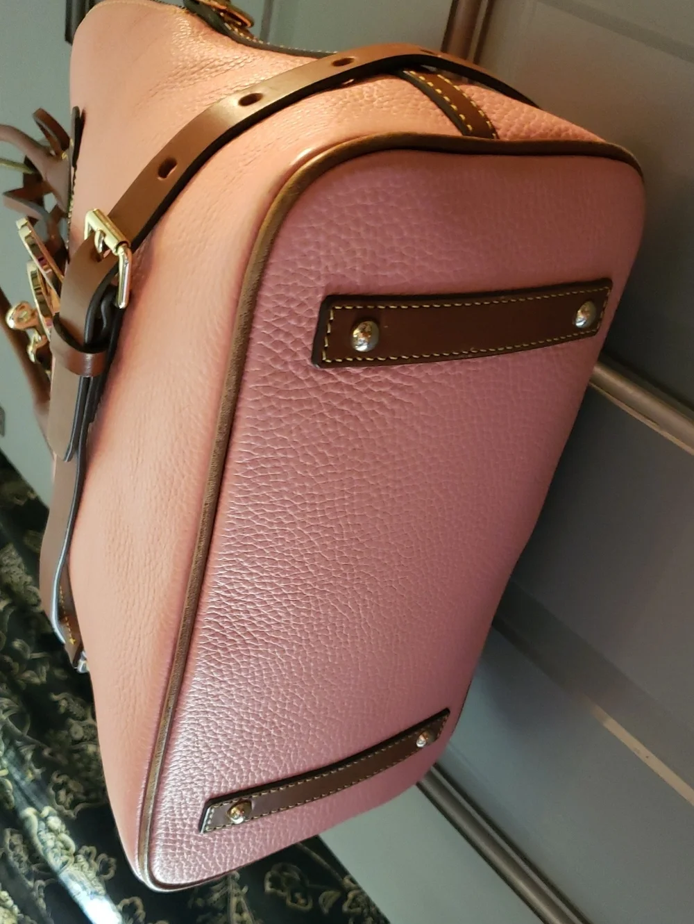 Dooney & Bourke Pale Pink Pebble Leather Large Satchel